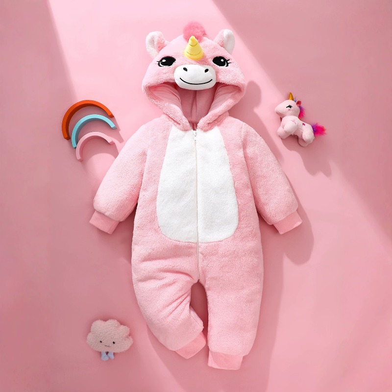 Cotton Baby Onesies Zipper - Newborn Baby Pink Unicorn Romper Zipper