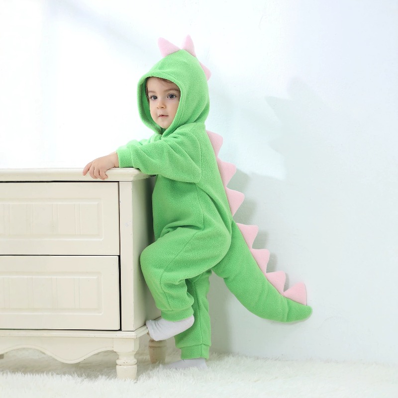 Newborn Baby Green Dinosaur Ro - Cotton Baby Onesies Zipper 评论和价格