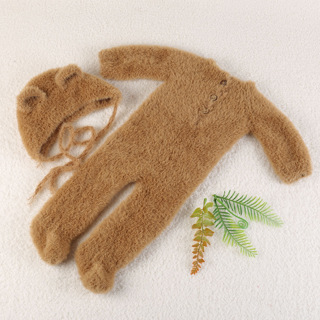 Vintage Knit Fluffy Teddy Bear - Infant Photography Props Outfit 评论和价格