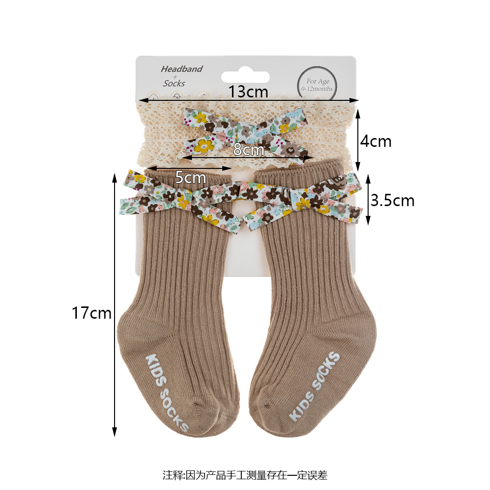 3Pcs Flower Print Bow Baby Soc - Unisex Baby Socks Non Slip 评论和价格