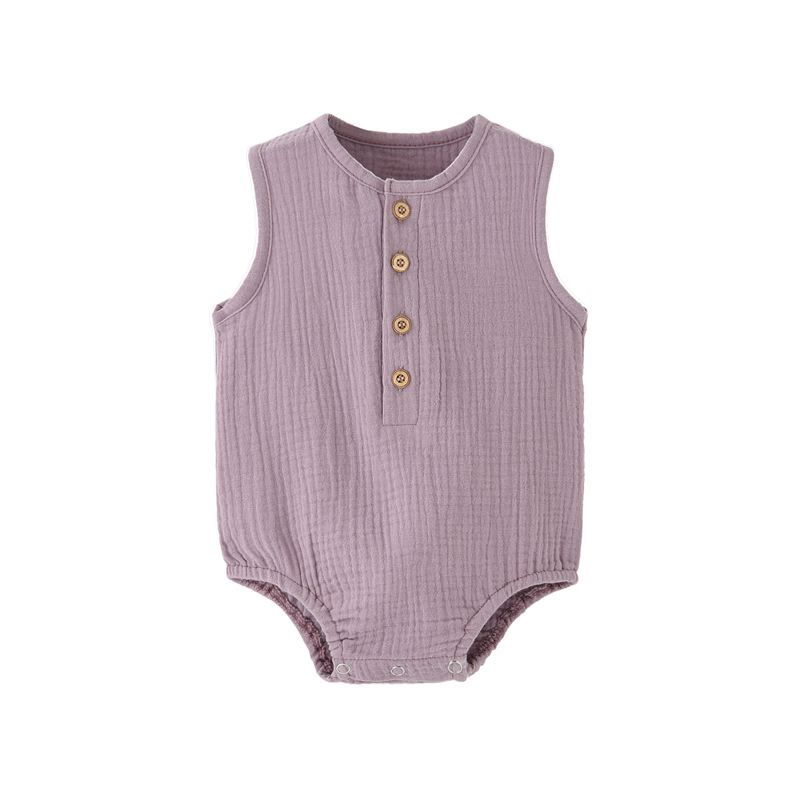 Summer Solid Newborn Baby 100% - Baby Summer Linen Sleeveless Jumpsuit 评论和价格